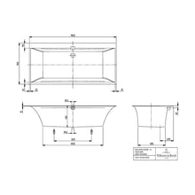 Load image into Gallery viewer, UHC190SQE2A1V.01 rectangular quaryl bathtub 1900x900mm in white alpin with hydropool comfort whirlpool system
