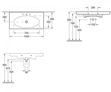 Load image into Gallery viewer, La Belle 6124g2r2 Washbasin 1000 X 490 mm in Star White with Ceramicplus and with Three Tap Holes
