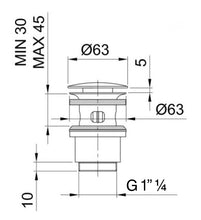 Load image into Gallery viewer, 91939279 Drain Waste in Brushed Stainless 
for Washbasin with Pushing Plug  and Overflow
