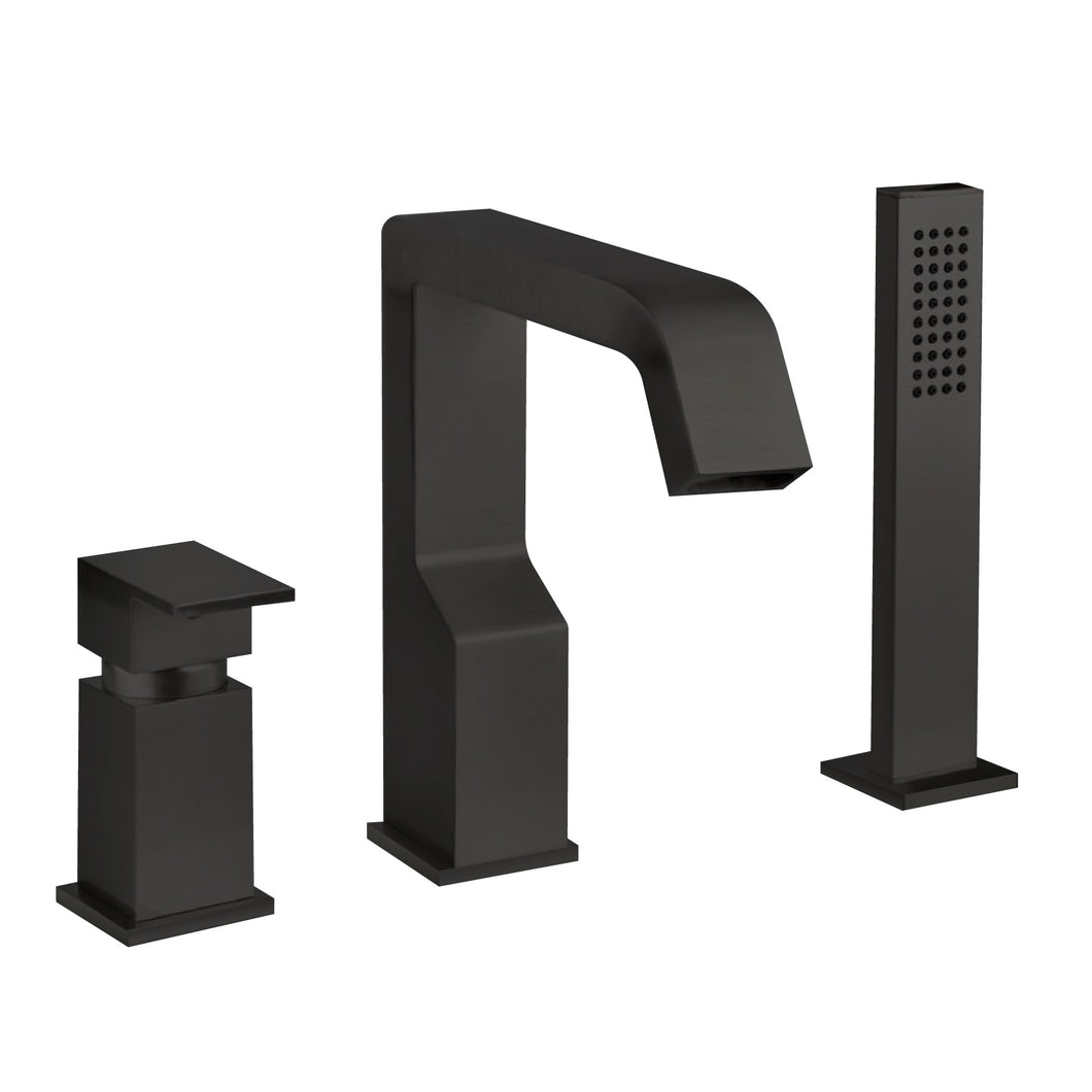 Rettangolo Xl 26137.299 Three Hole Bath and Shower Mixer in Black Chrome