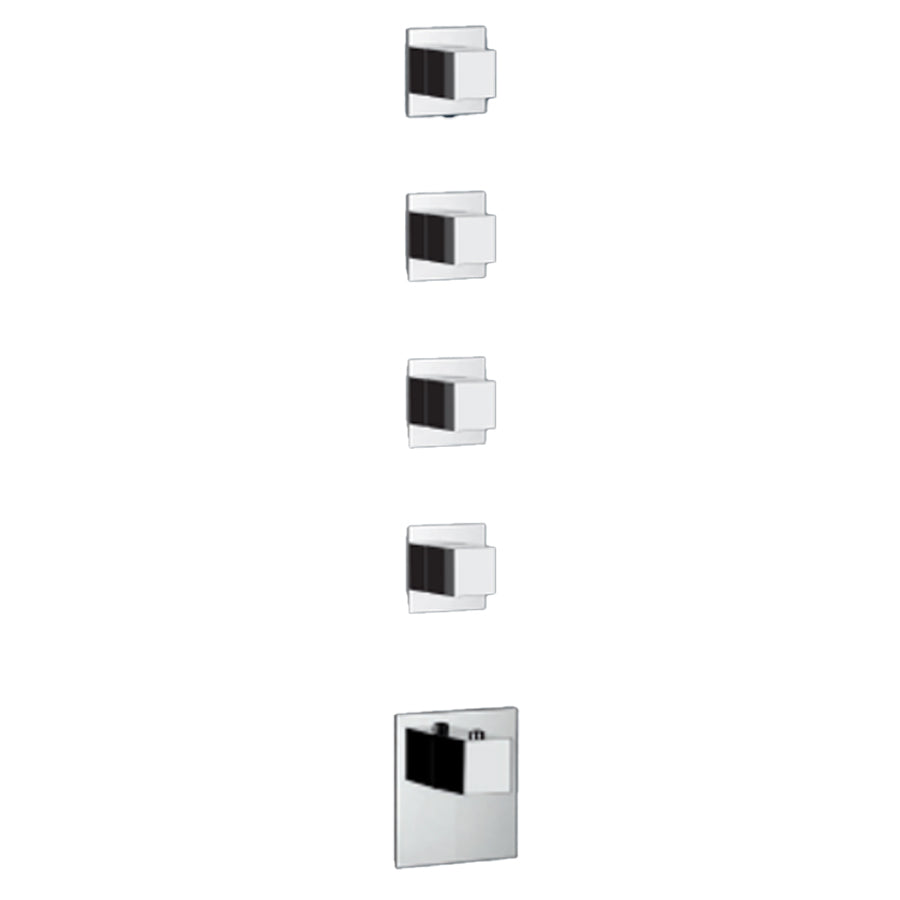 Rettangolo 37651.031 Thermostatic High Capacity Built-In Mixer  Finish: Chrome w/4 valves 37661.031