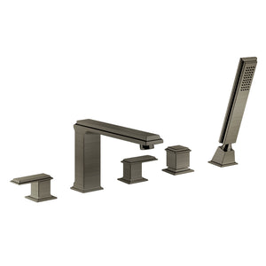 Eleganza 46040.149 Five-Hole Bath Mixer in Finox with Tub-Filler Spout and Diverter in Finox