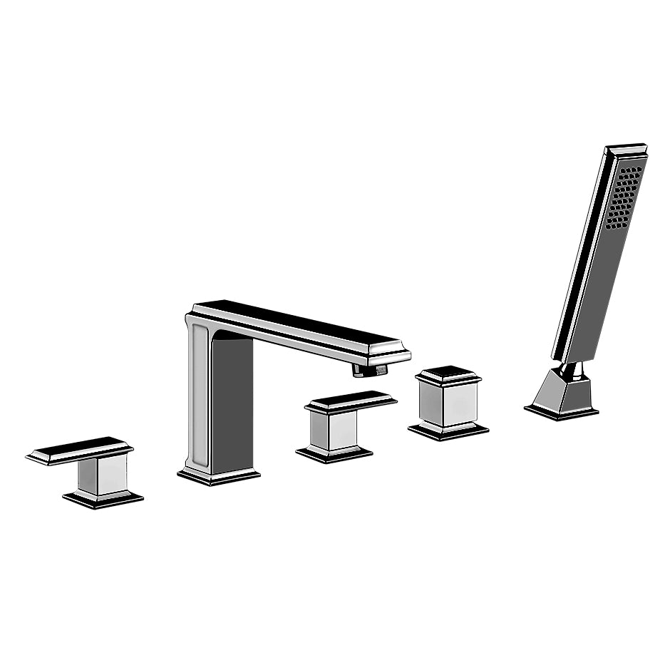 Eleganza 46040.706 Five-Hole Bath Mixer in Black Metal with Tub-Filler Spout and Diverter