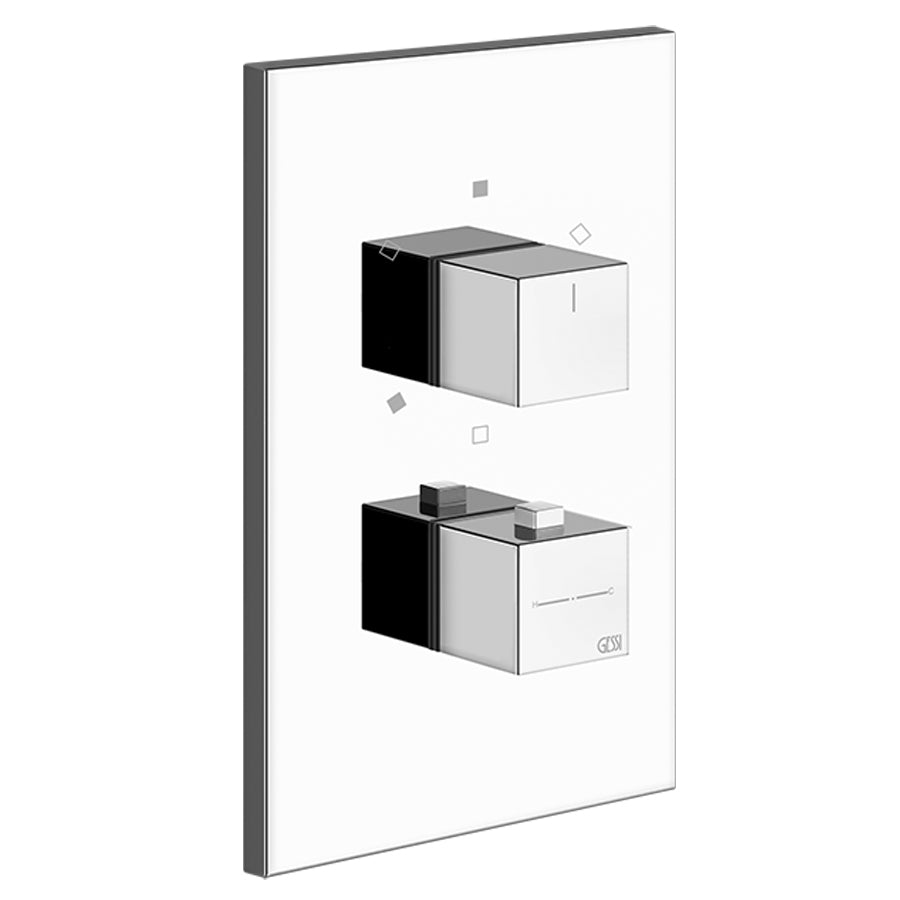 Rettangolo 20190.031 External Parts for Thermostatic Mixer in Chrome with Three-Way Diverter & 09269.031 built-in parts