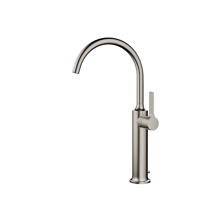 Vaia 33.533.809.06 single-lever basin mixer in platinum matt with raised base