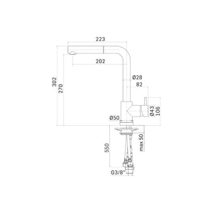 PT935C (115.0556.848) Alto pull out nozzle brass sink mixer in chrome