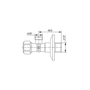 413012I Angle valve 1/2x3/8 with rosette