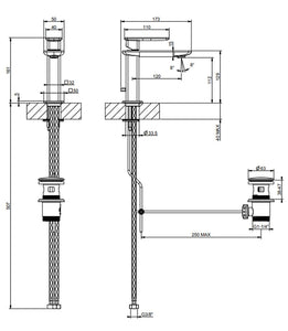 41405.713 ISPA Basin mixer in antique brass, without pop-up waste and flexible hoses with 3/8" connections
