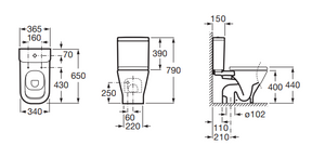 Gap 342478 close-coupled WC  S-trap bowl in white with Gap 34147500C cistern and Gap A801472005 seat & cover