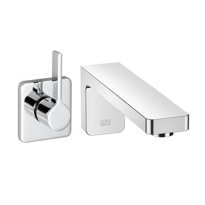 36.812.710.00 LULU wall-mounted single-lever basin mixer, 200mm projection in Chrome with 35807970.90 concealed rough part, mixer on left