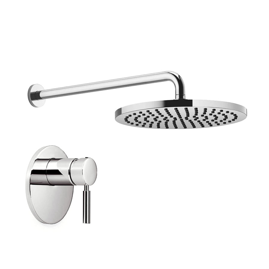 Tara 36.020.979.00 Concealed Single-Lever Mixer in Chrome Without Diverter (concealed parts included) with 28649970-00 Wall-mounted Headshower Dia 220 in Polished Chrome
