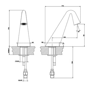 Cono 45091030 Counter Spout in Copper PVD without Control, waste and overflow