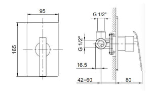 Dolce 32024563s Built-In Shower Mixer with 32024549 Handle in Chrome