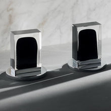 Load image into Gallery viewer, Venezia 2902c965s 
Decked Mounted Bath Mixer in Chrome with Handshower and With 2902n448c5 
Handle Made Of Murano Glass in Black and Chrome
