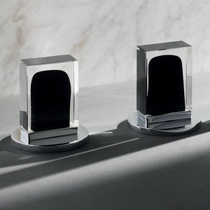 Venezia 2902c965s 
Decked Mounted Bath Mixer in Chrome with Handshower and With 2902n448c5 
Handle Made Of Murano Glass in Black and Chrome