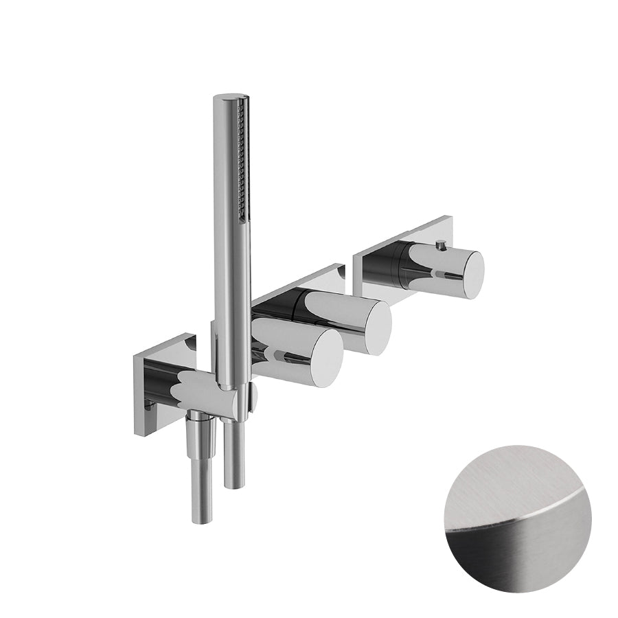 Milano 31937312b External Piece Of 2-Way Thermostatic Mixer in Brushed Stainless Steel with Handshower and 19 00 D212a Built-in piece