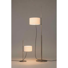 Load image into Gallery viewer, TMD TMDTA01 Table Lamp Frame Satin nickel structure, Lampshade white linen, with LED bulb 4,5 W &amp; ajustable lampshade, UKA01 UK plug
