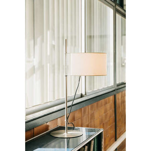 TMD TMDTA01 Table Lamp Frame Satin nickel structure, Lampshade white linen, with LED bulb 4,5 W & ajustable lampshade, UKA01 UK plug